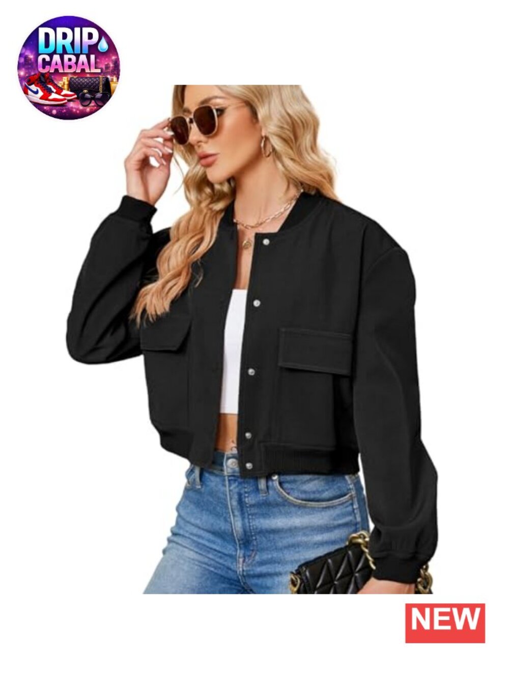 Cropped Bomber Jacket Womens Oversized Varsity Casual All-Season